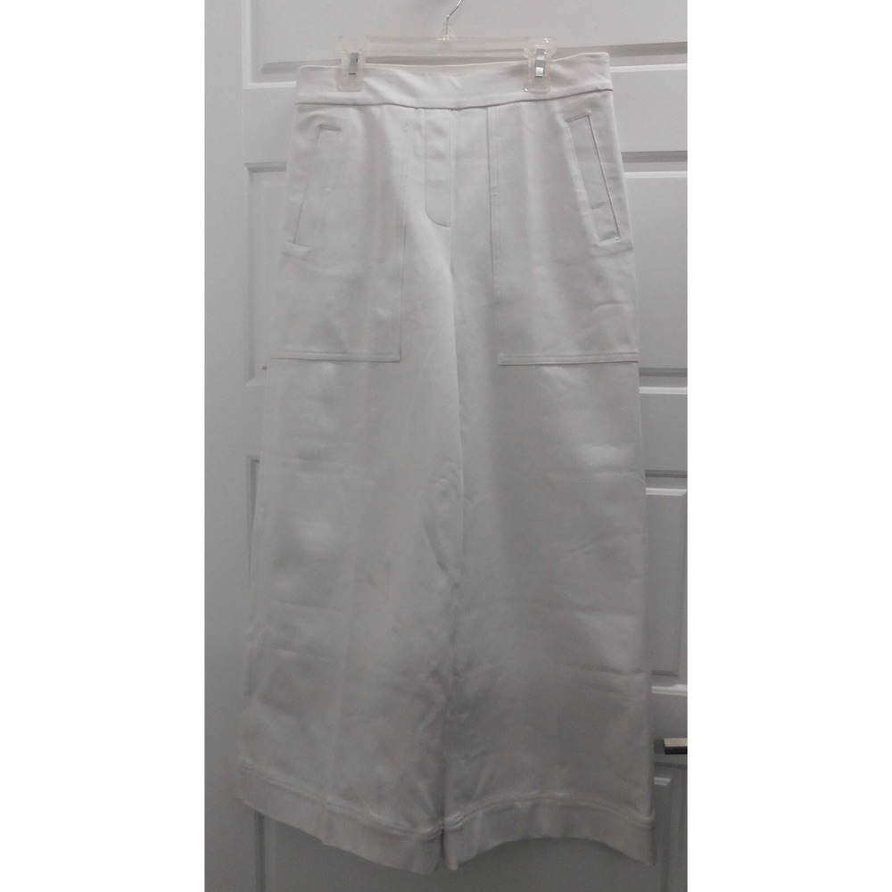 SPANX 20479R Cropped Wide Leg Classic White Pull-on Shaping Pants Small
